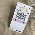 Michael Kors Linen Viscose Cropped Wide Leg Capri Pants Tan Dune Size 6P NWT