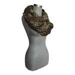 MICHAEL Michael Kors Leopard Print Infinity Scarf Brown Black 40"x26" Acrylic VG