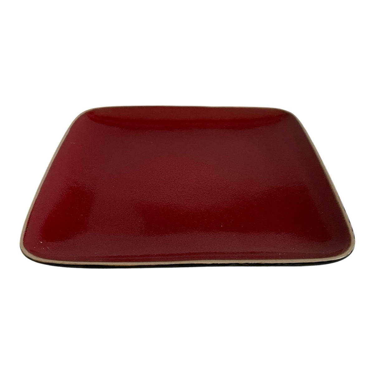 Ty Pennington Style Square Dinner Plates Red Black Set of 3 10" VG