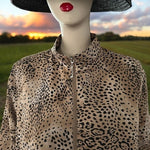 ALLYSON W WHITMORE GOLF Women's Cheetah Print Jacket Size L Windbreaker VG