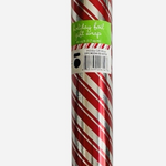 Holiday Foil Gift Wrap Candy Cane Stripe Red Silver 40 Sq Ft Roll NIP