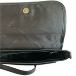 Calvin Klein Black PU Leather Crossbody Bag Gold Accents Good Plus Condition