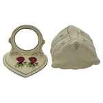 Hermitage Pottery Heart Shaped Floral Ceramic Mirrored Jewelry Trinket Box 7" VG