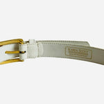 Karen Scott Women’s White Croco Pattern Leather Belt Gold Buckle Medium