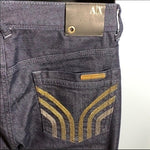 ARMANI EXCHANGE J11 Skinny Jeans Size 6R Navy Blue Gold Element Mid Rise NWT