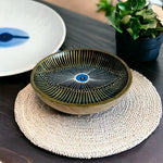 Unique Seeing Eye Wood Bowl Hand Painted Amulet Design 6" Organic Snack Dish VG