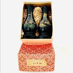 Flying Horse Antique Fuzhou Lacquered Wood Vases Pair Hand Painted 8”