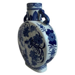 Rare Vintage Blue White Floral Porcelain Vase Two Handled 10.5" Profile China VG