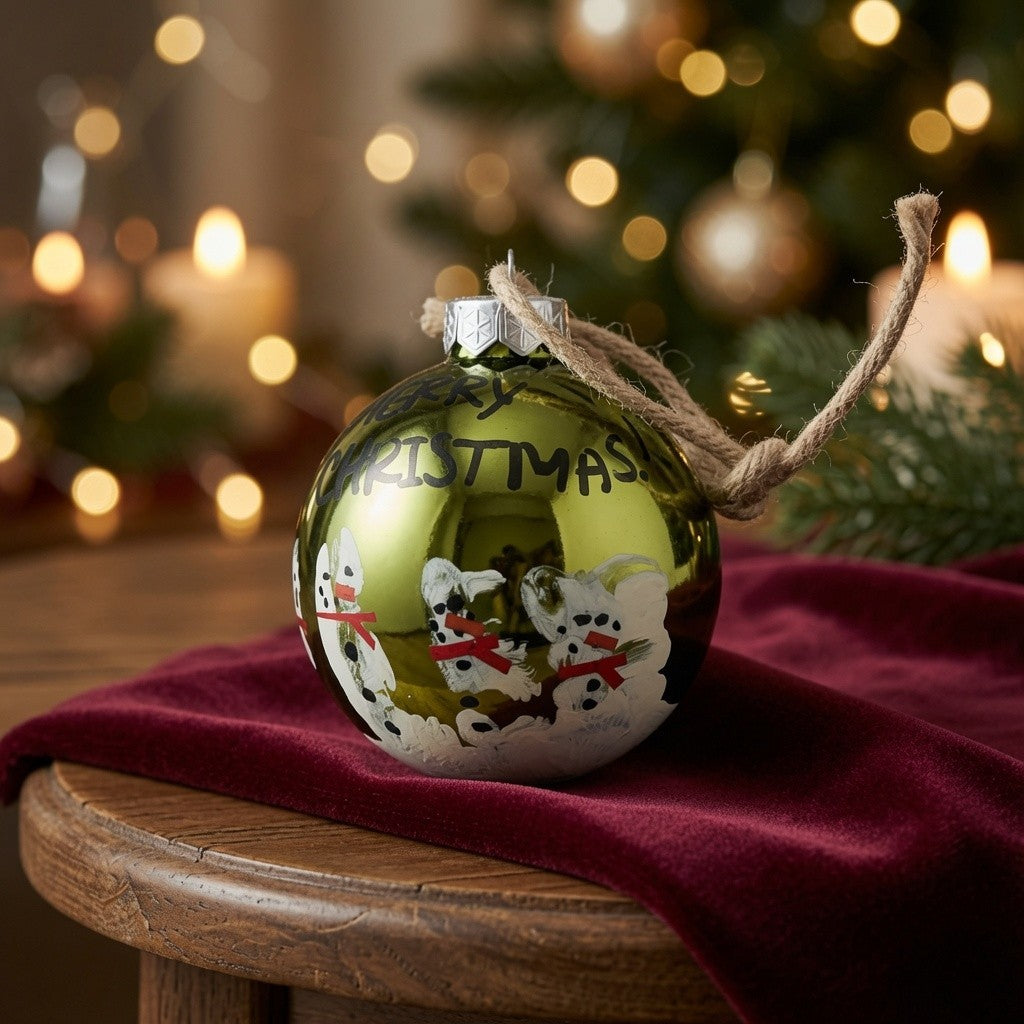 Hand Painted Gold Glass Ball Snowman Christmas Ornament 2014 Personalized Good