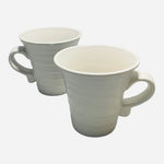 Pair 2 WCL White Ceramic Coffee Mugs 4.5" Retro Ribbed Stripes Vintage Cups