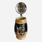Vintage Authentic German Beer Stein 8.5” Ceramic Tankard with Silver Lid 0.8L VG