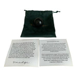 Black Onyx Crystal Sphere SMUDGE Meditation Ball w/ Green Velvet Pouch