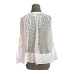 Anthropologie Akemi + Kin White Mesh Lace Star Embroidery Blouse M Bell Sleeve