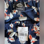 Bobeau Women's Off Shoulder Blue Floral Ruffled Bell Sleeve Top Medium NWT