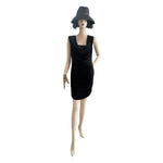 Laundry by Design Black Cowl Neck Sequin Drape Midi Dress 6 Sleeveless $158