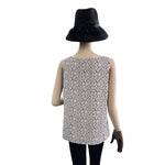 White House Black Market Women's Black White Cross V-Neck Tank Top M Sheer NWT