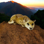 Cougar Puma Statue 5" Sandcast Hand Painted Hunting Pose Wildlife Figurine