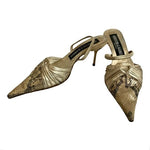 Vintage VERDECCHIA & MAINQUA Gold Snakeskin Leather Mules EU35 US5.5