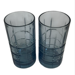 Circleware Blue Windowpane Highball Glasses Set of 2 NWOT 3in x 6in 14oz