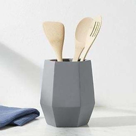 Crate & Barrel Hexogen Concrete Wine Cooler Chiller 7 Geometric Grey Utensil Pot