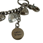 Vintage Kathy Van Zeeland Silver Tone Key Chain 3" Hearts Bag Charm Zinc Alloy
