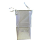 White Collapsible Mesh Laundry Hamper Foldable Polyester Bag with Handles VG