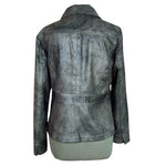 Chico's Women's Pewter Metallic Lined Blazer 0 (S) Button Front Long Sleeve EXC