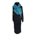 Tree of Life Print Scarf Women’s Shawl Teal Navy Blue Soft Viscose Wrap