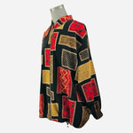 Vintage Kensington Square Black Patchwork Zip-Up Jacket Women XXL