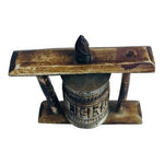 Tibetan Prayer Wheel Metal Handmade Myanmar Brown Gold Buddhism 4" Meditation VG