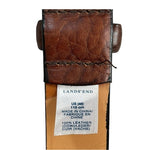 LANDS' END Brown Genuine Leather Silver Solid Brass Square Buckle Dress Belt 46