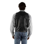 Scully Men's Black Genuine Leather Vest 48 5-Button Western Satin Lined VG