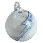 Kosta Boda White Blue Swirl Glass Ball Ornament 3.5" Hand Blown Christmas NIB