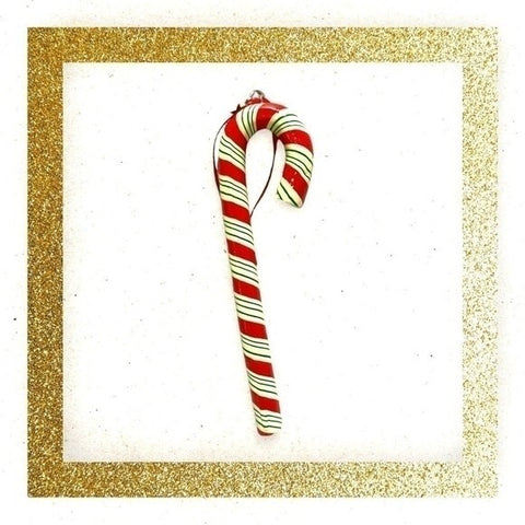 Vintage Christmas Peppermint Candy Cane Ornament Resin HandPainted Holiday Decor
