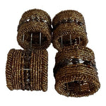 Vintage Set of 4 Copper Handmade Micro Beaded Napkin Rings Moroccan Napkin Rings