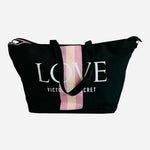 Victoria’s Secret Love Tote Canvas Striped Weekend Travel Bag NWT