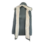 ZARA Trafaluc Women's Grey Teddy Bear Wool Blend Jacket Size M Hooded Quilted VG