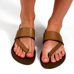 Reef Women’s Camel Brown Leather Slide Sandals Flats Size 9 New With Defect