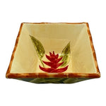 Sweet Olive Designs Jane Adams 3 PC Square Bowl Set 6 Tropical Floral Ceramic VG