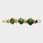 Vintage Turquoise Bracelet Green Oval Stone Gold Tone 7" Women Jewelry Gift Box