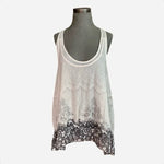 No Boundaries Women's Grey Off White Lace Sleeveless Tank Top XXL Sheer Floral