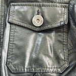 ONLY Limitless Bomber Jacket Size S Black Leather Unisex Zip Front Rib Knit VG