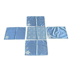 Set of 4+1 Embroidered White Snowflakes Blue Satin Placemats Christmas Decor