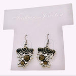 Crystal Rope Necklace Earrings Set Brown Rhinestone Costume Jewelry NWOT