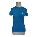 Apple Women's Turquoise Blue Cotton Crew Neck T-Shirt L Short Sleeve NWOT