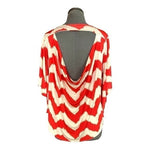T-Bags Los Angeles Women's Open Back Chevron Top S Orange Beige Zigzag Print EXC