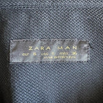 ZARA Black 100% Cotton Textured Slim Fit Button Down Long Sleeve Dress Shirt S
