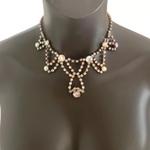 Vintage Rhinestone Choker Necklace Pale Gold Sparkly Statement Dress Jewelry VG