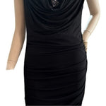 Laundry by Design Black Cowl Neck Sequin Drape Midi Dress 6 Sleeveless $158