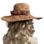 Vintage Bucket Hat LIZ CLAIBORNE Women's Beige Woven Beach Hat Wide Brimmed Hat